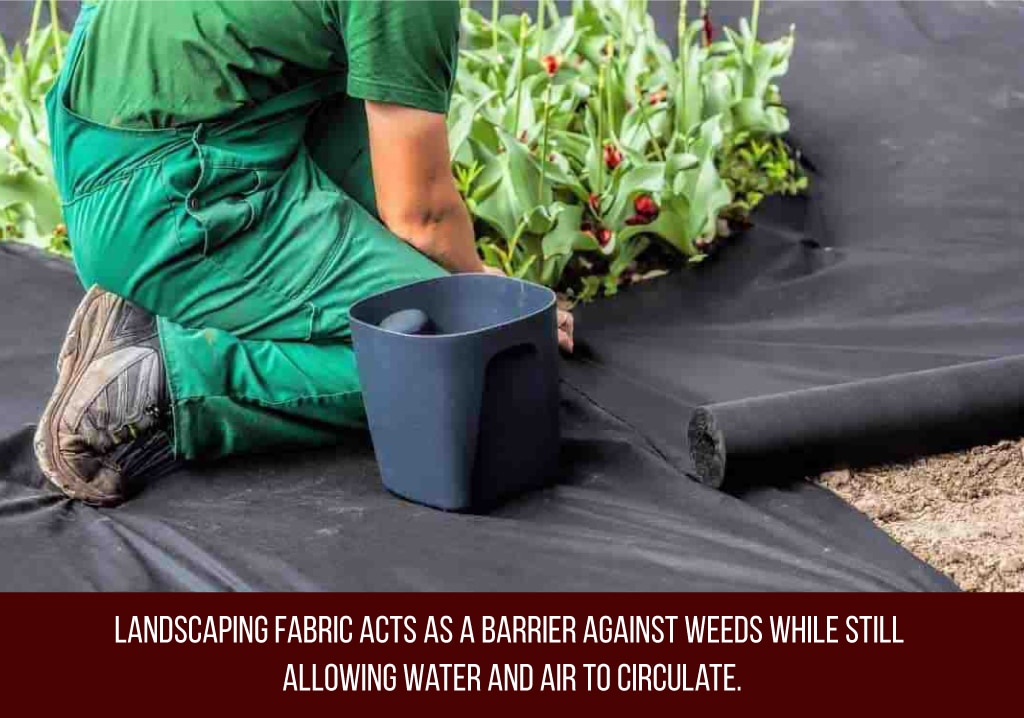 landscaping fabric acts as a barrier against weeds